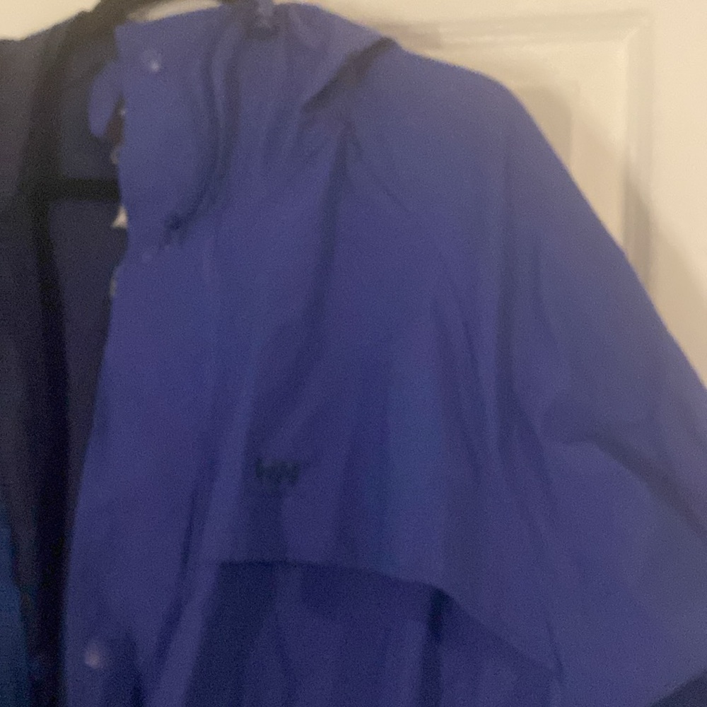 Vtg Helly Hansen Full Zip/Button Rain Jacket Blue… - image 2